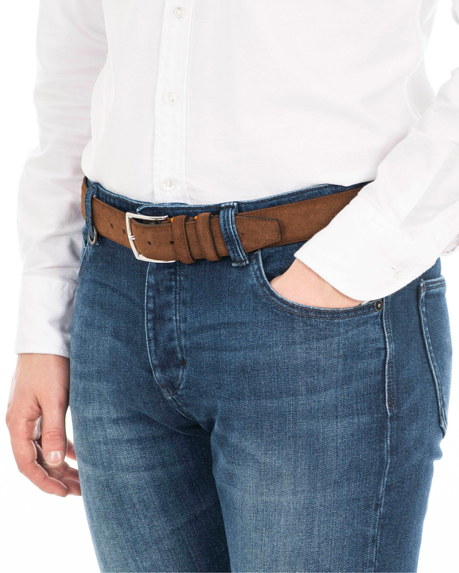 Herr | Morris Suede 3,5 cm Belt Brown | Morris | Suede 3,5 cm Belt Brown
