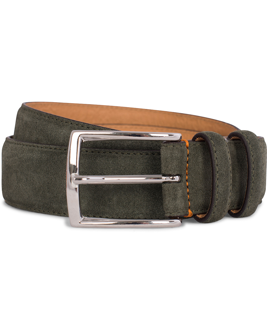 Herr | Morris Suede 3,5 cm Belt Olive | Morris | Suede 3,5 cm Belt Olive