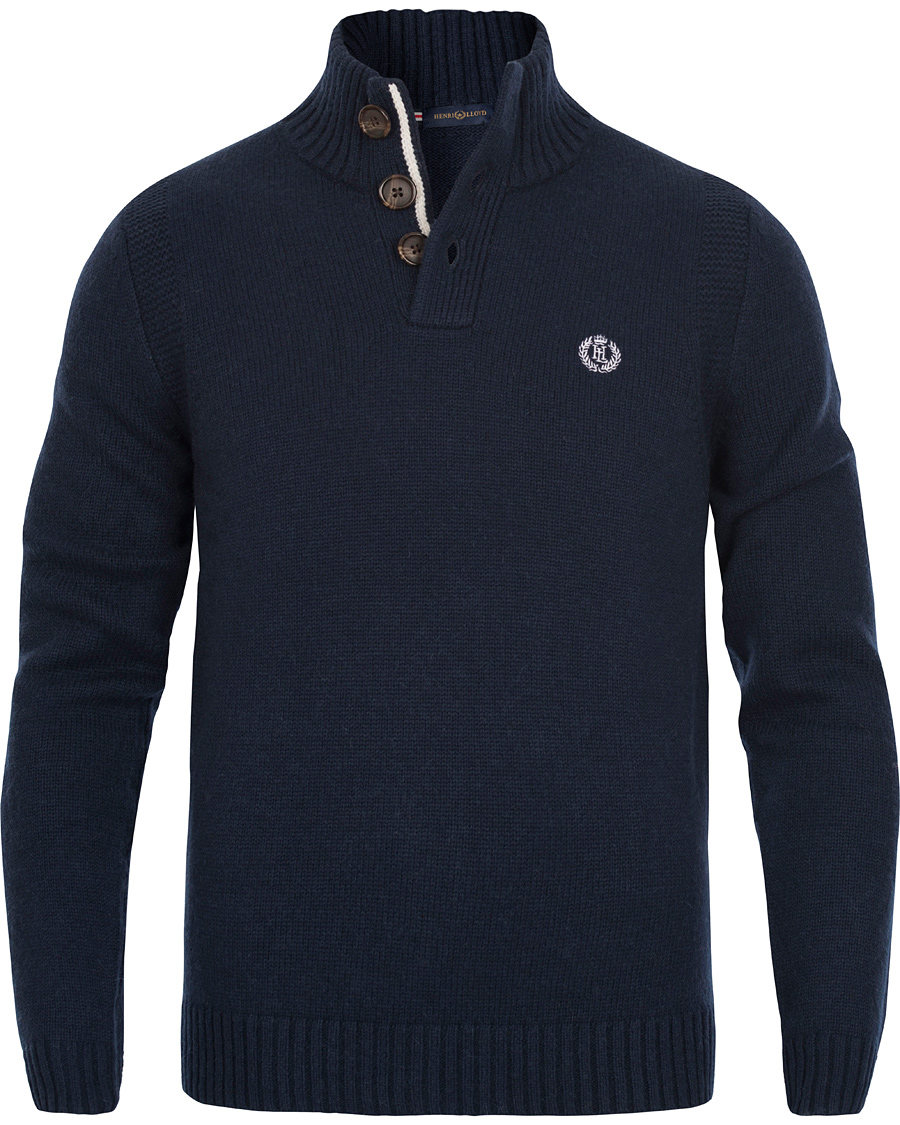 Herr | Tröjor | Henri-Lloyd | Henri Lloyd Hove Regular Half Button Knit Sweater Navy