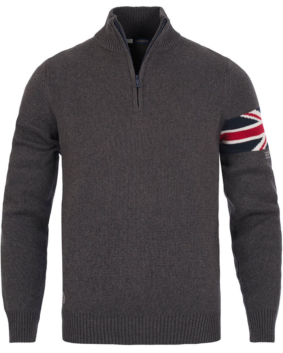 Herr | Tröjor | Henri-Lloyd | Henri Lloyd Arley Regular Half Zip Knit Sweater Graphite