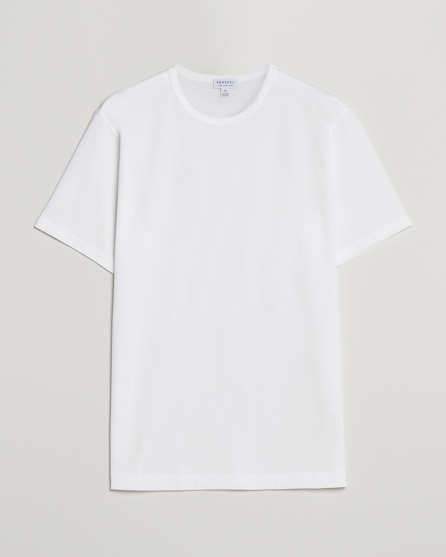 Herr | T-Shirts | Sunspel | Crew Neck Q82 Cotton T-Shirt White
