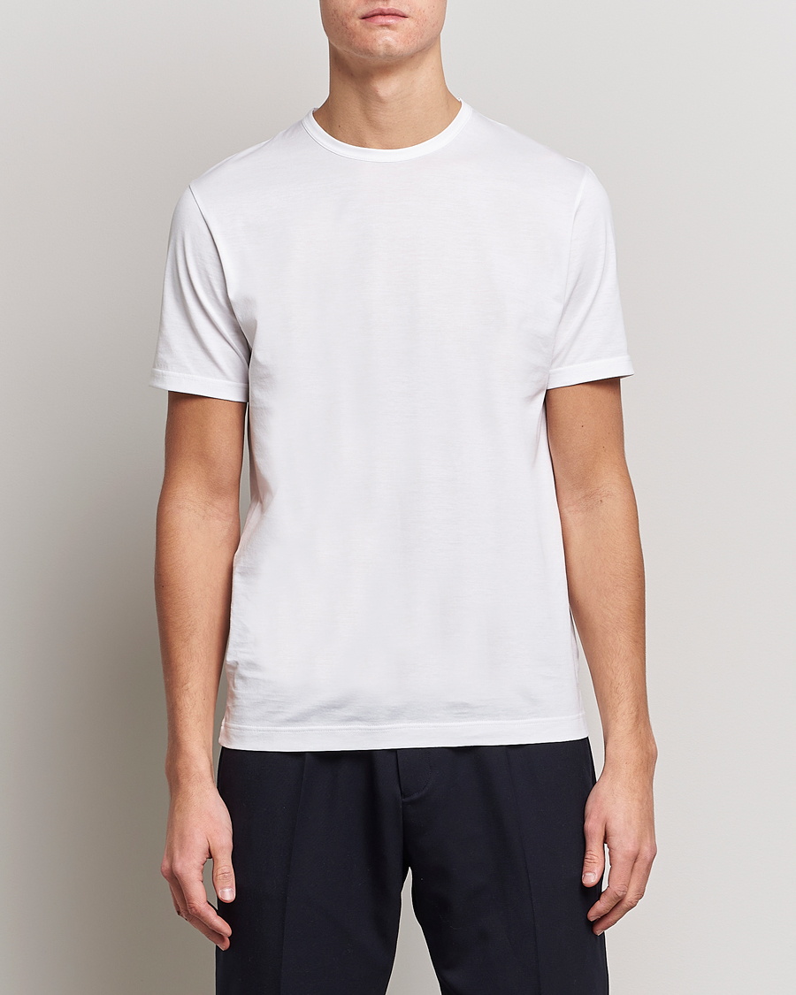 Herr | Kortärmade t-shirts | Sunspel | Crew Neck Cotton Tee White