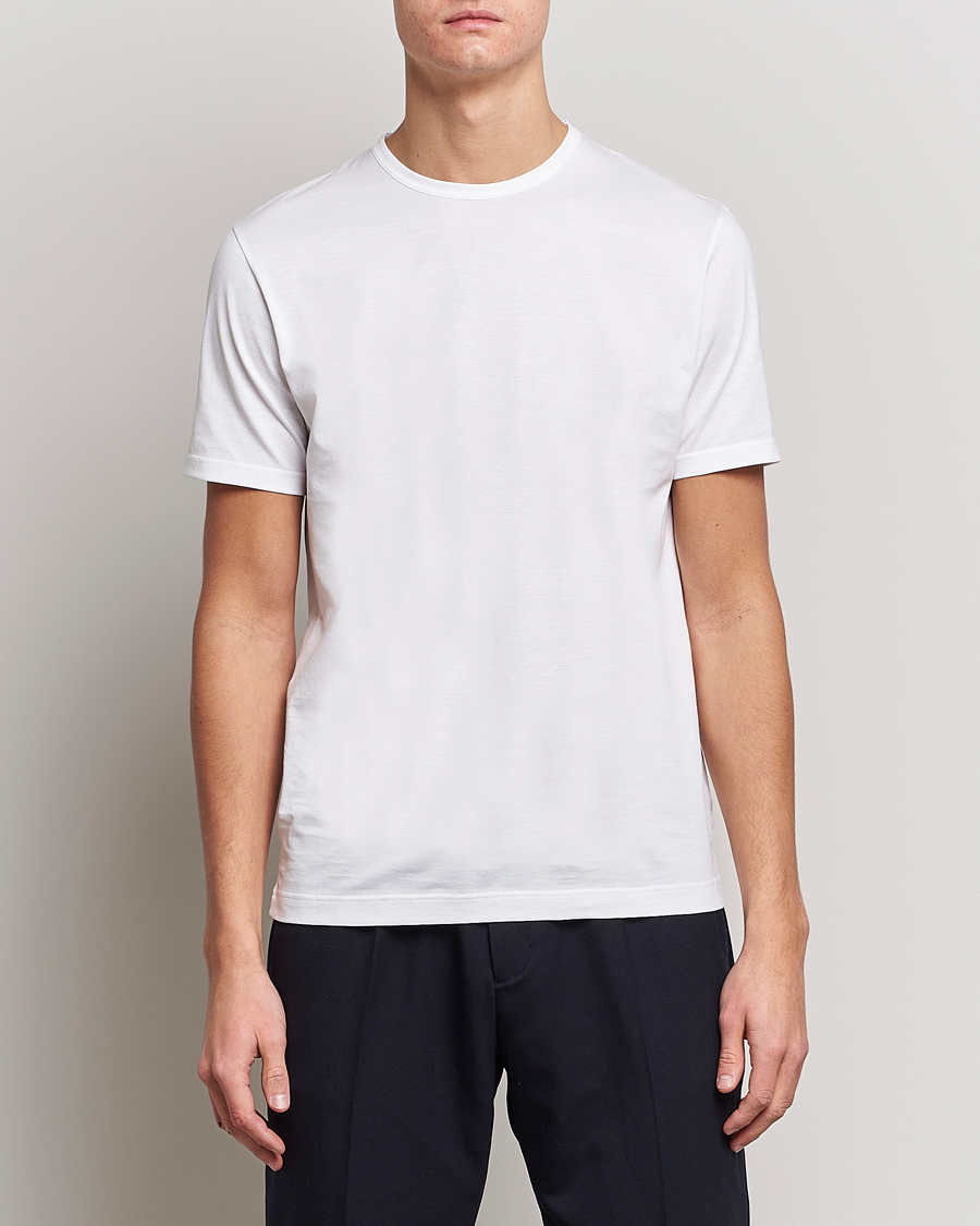 Herr | T-Shirts | Sunspel | Crew Neck Q82 Cotton T-Shirt White