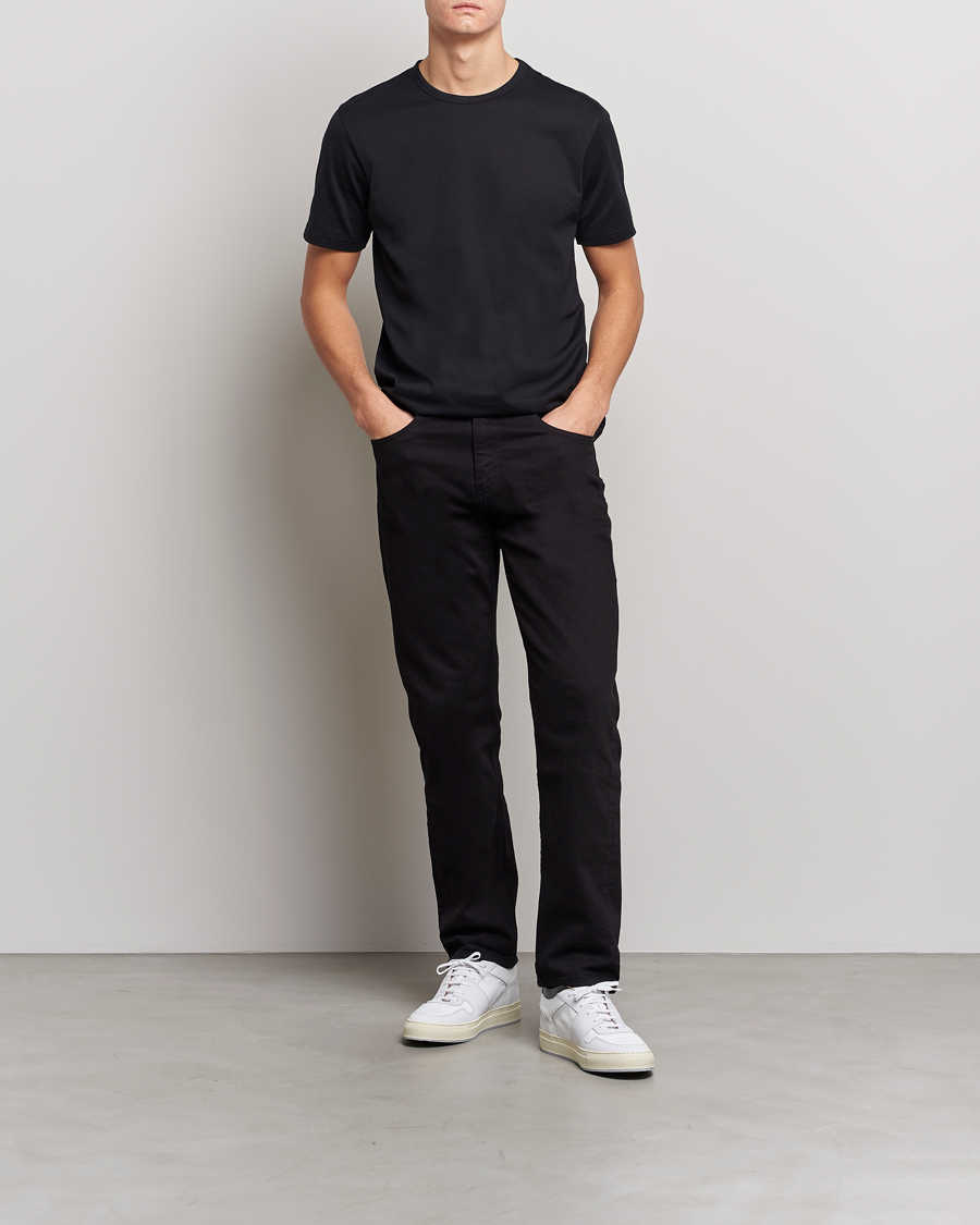 Herr | Loungewear | Sunspel | Crew Neck Cotton Tee Black