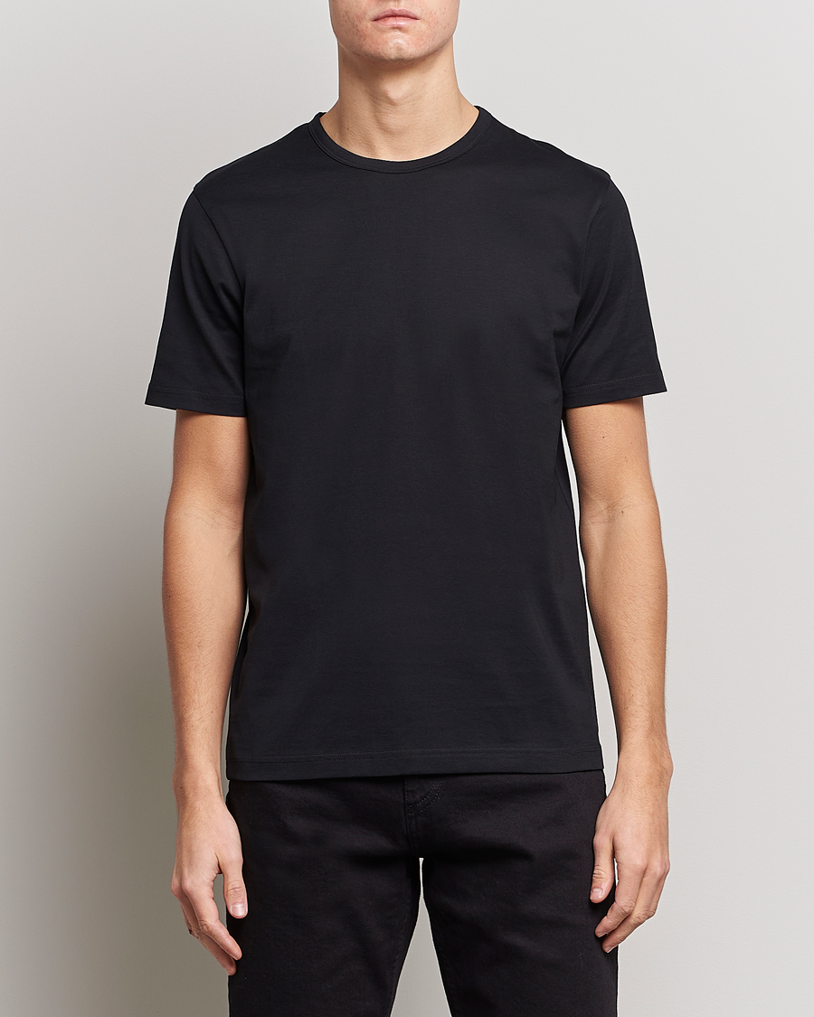 Herr | T-Shirts | Sunspel | Crew Neck Q82 Cotton T-Shirt Black
