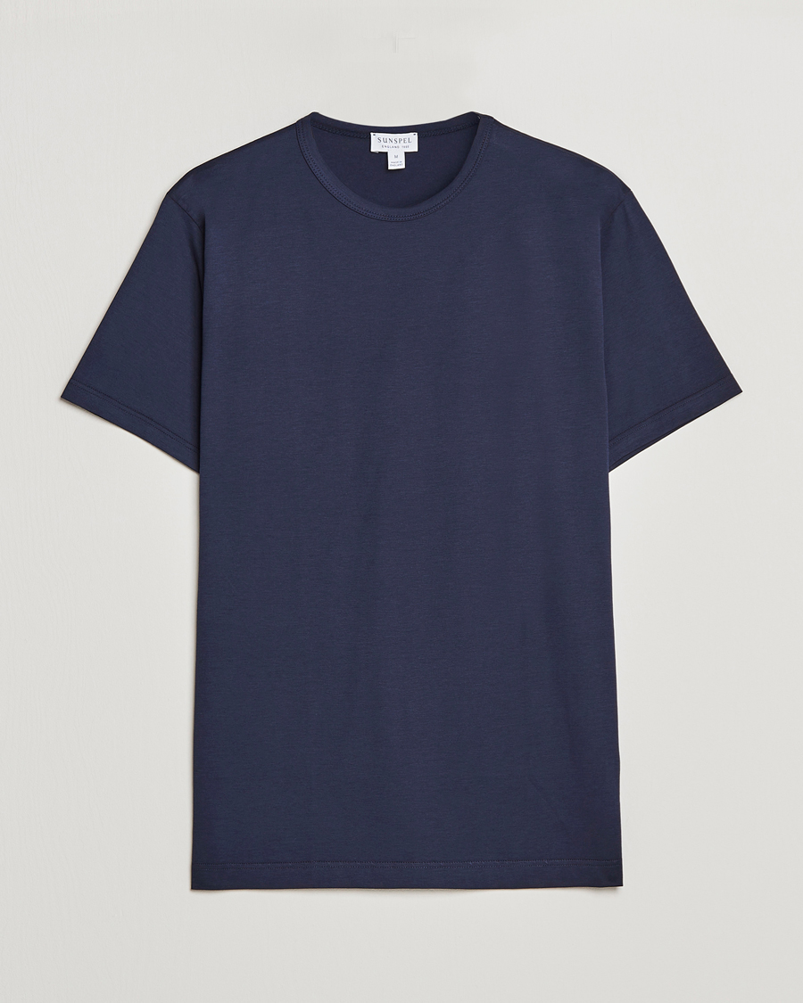 Herr | T-Shirts | Sunspel | Crew Neck Cotton Tee Navy
