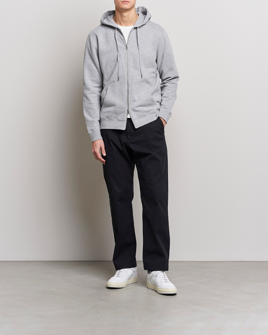 Herr | Tröjor | Sunspel | Loopback Full Zip Hoodie Grey Melange