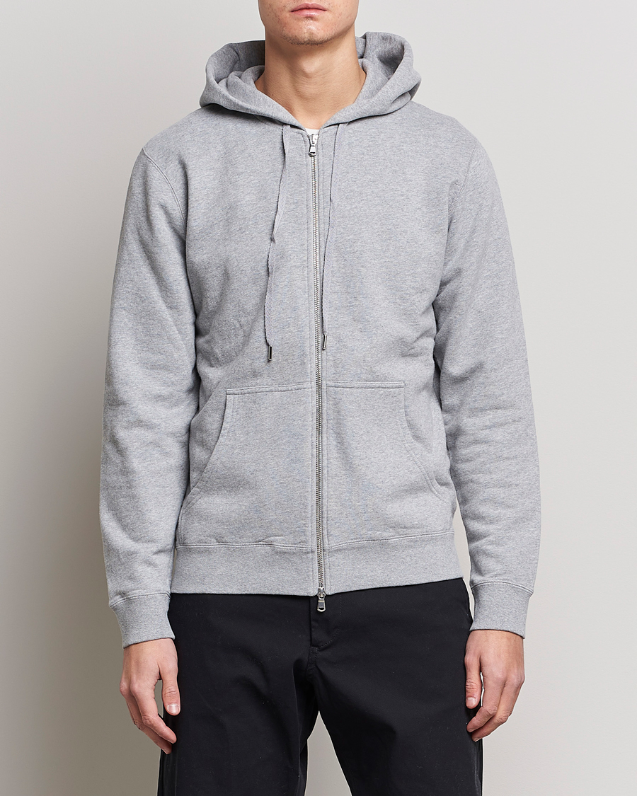 Herr | Loungewear | Sunspel | Loopback Full Zip Hoodie Grey Melange