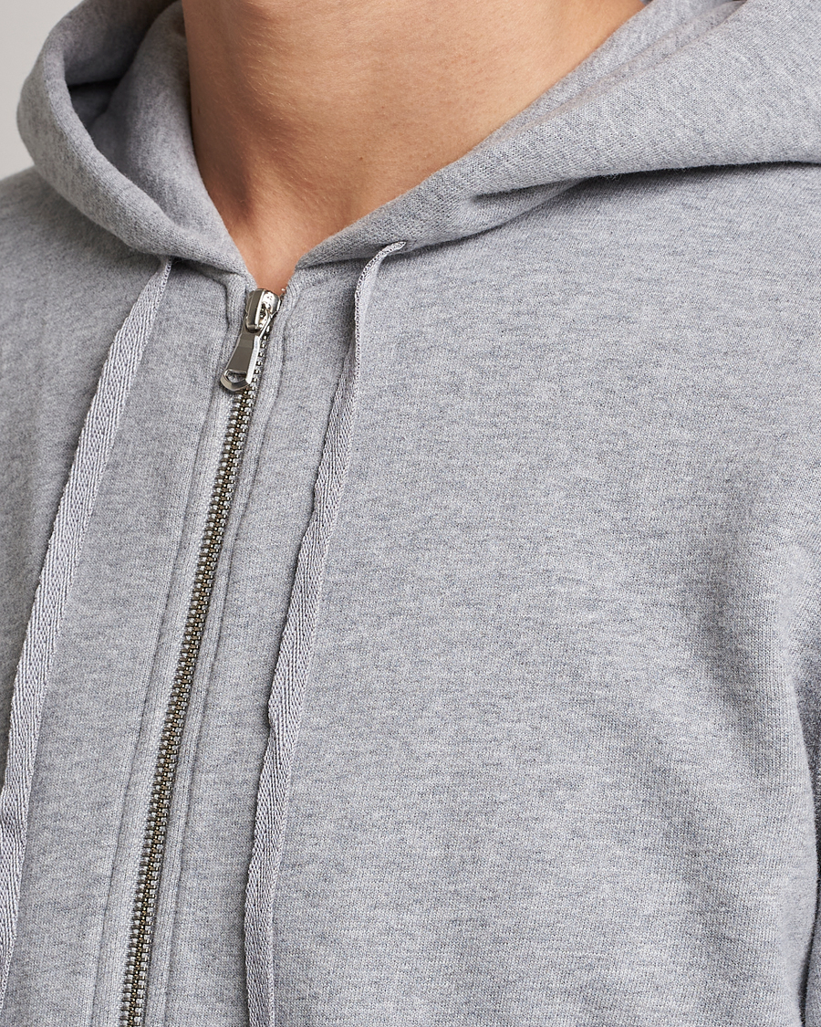 Herr | Tröjor | Sunspel | Loopback Full Zip Hoodie Grey Melange