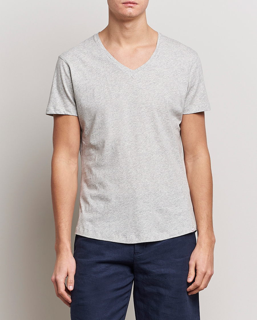 Herr | T-Shirts | Orlebar Brown | OB V-Neck Tee Grey Melange