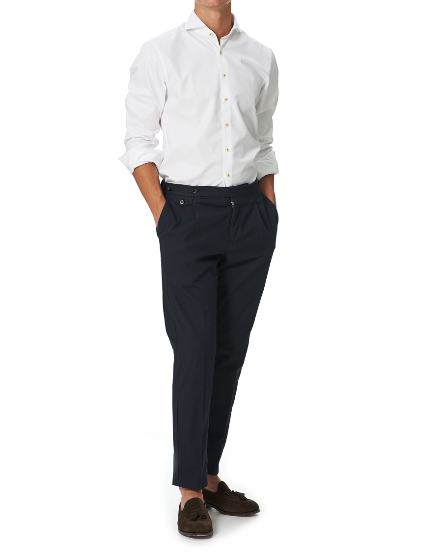 Herr | Skjortor | Stenströms | Slimline Washed Cotton Plain Shirt White