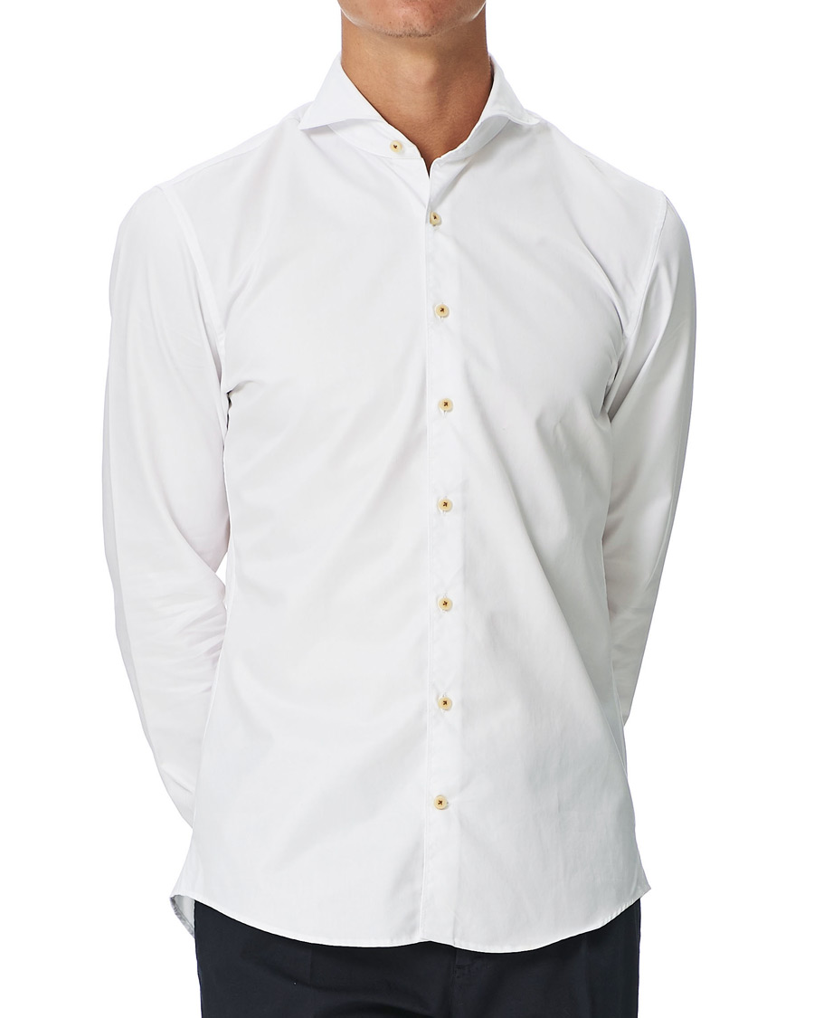 Herr | Skjortor | Stenströms | Slimline Washed Cotton Plain Shirt White