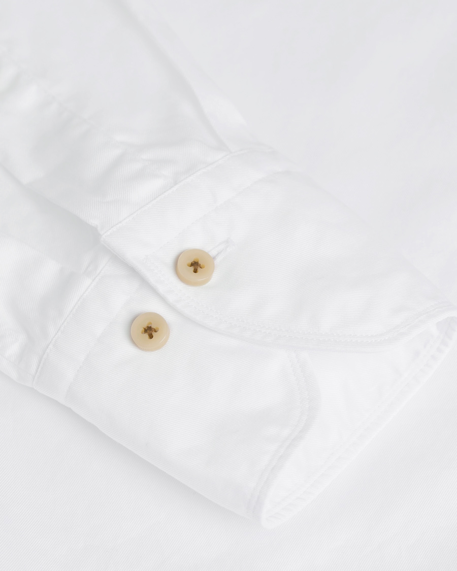 Herr | Skjortor | Stenströms | Slimline Washed Cotton Plain Shirt White