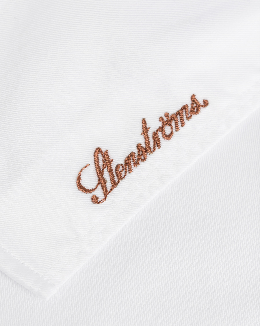 Herr | Skjortor | Stenströms | Slimline Washed Cotton Plain Shirt White