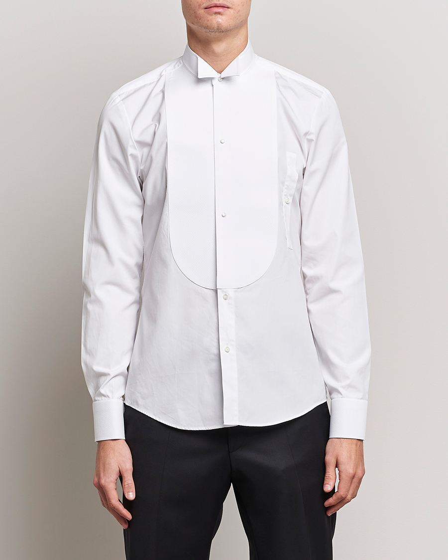 Herr | Black Tie | Stenströms | Slimline Astoria Stand Up Collar Evening Shirt White