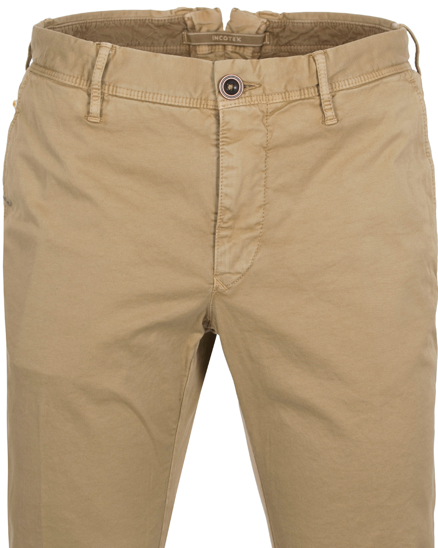Herr | Byxor | Incotex | Slim Fit Stretch Slacks Khaki