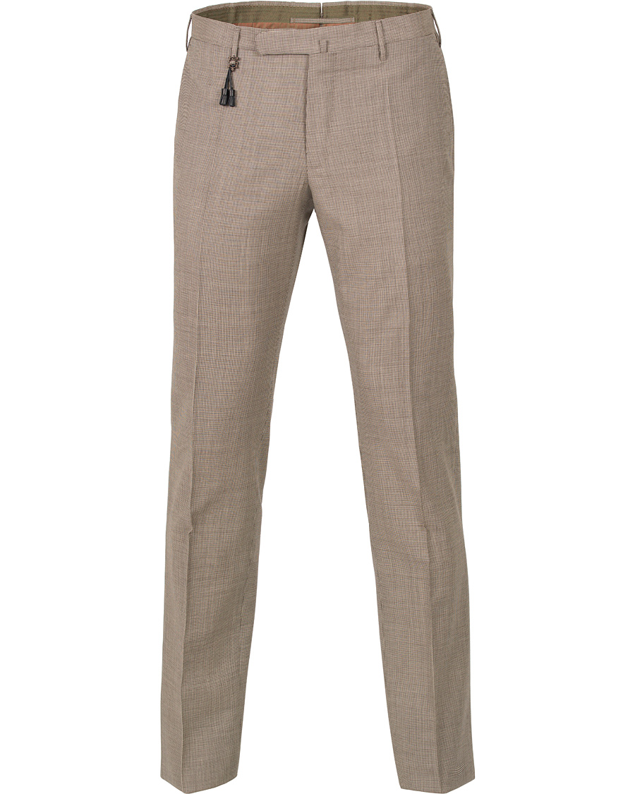 Herr | Byxor | Incotex | Slim Fit Houndstooth Wool Trousers Brown