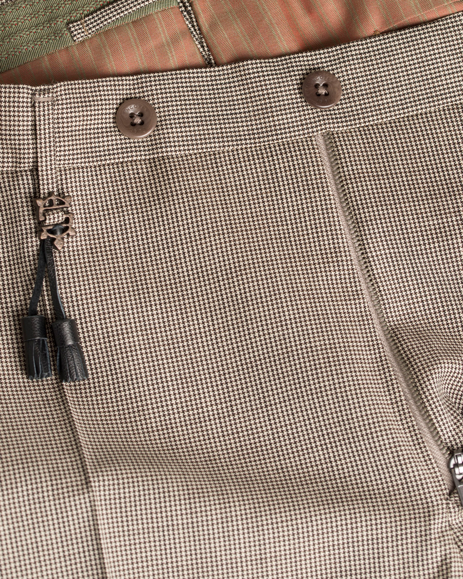 Herr | Byxor | Incotex | Slim Fit Houndstooth Wool Trousers Brown