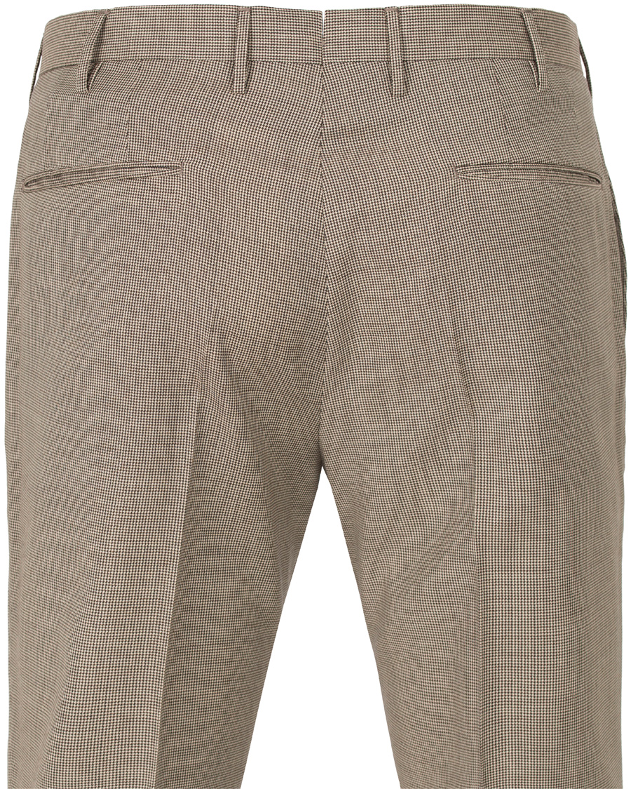 Herr | Byxor | Incotex | Slim Fit Houndstooth Wool Trousers Brown
