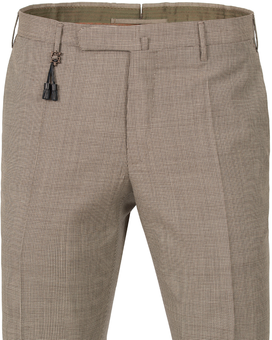 Herr | Byxor | Incotex | Slim Fit Houndstooth Wool Trousers Brown
