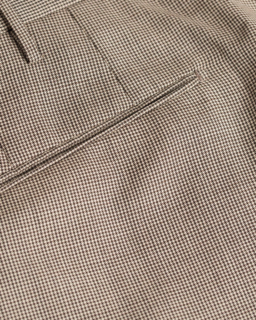 Herr | Byxor | Incotex | Slim Fit Houndstooth Wool Trousers Brown