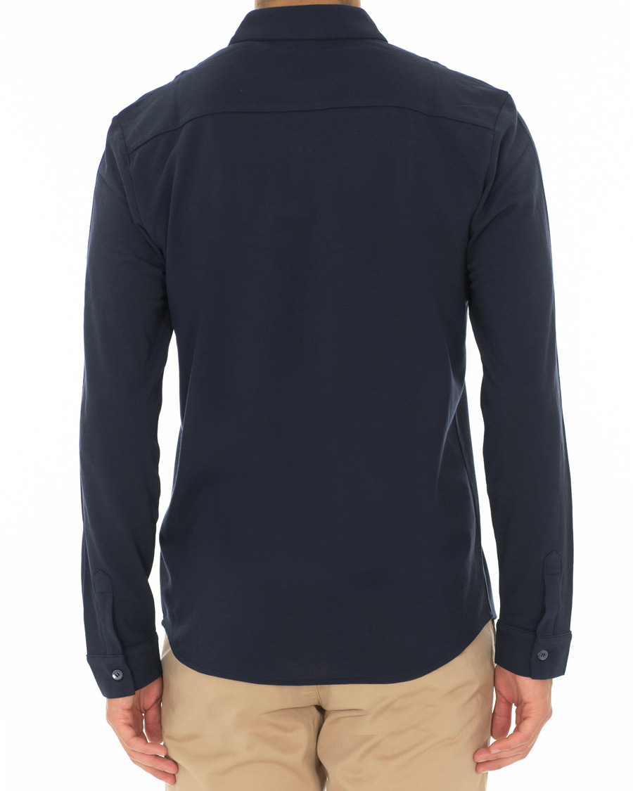 Herr | Skjortor | Sunspel | Long Sleeve Pique Shirt Navy