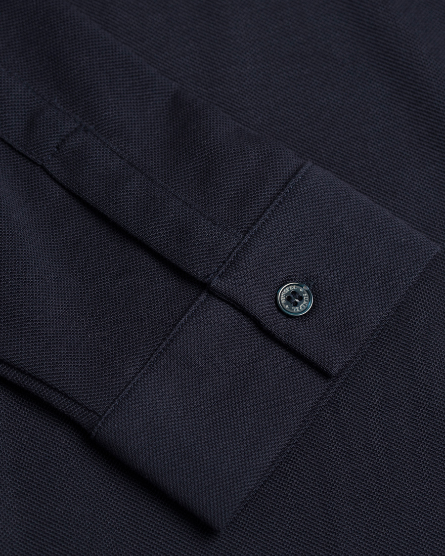 Herr | Skjortor | Sunspel | Long Sleeve Pique Shirt Navy