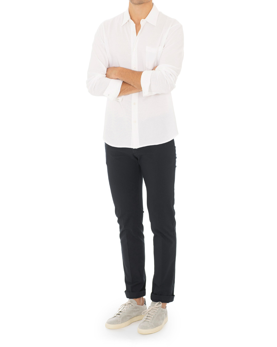 Herr | Skjortor | Sunspel | Long Sleeve Pique Shirt White