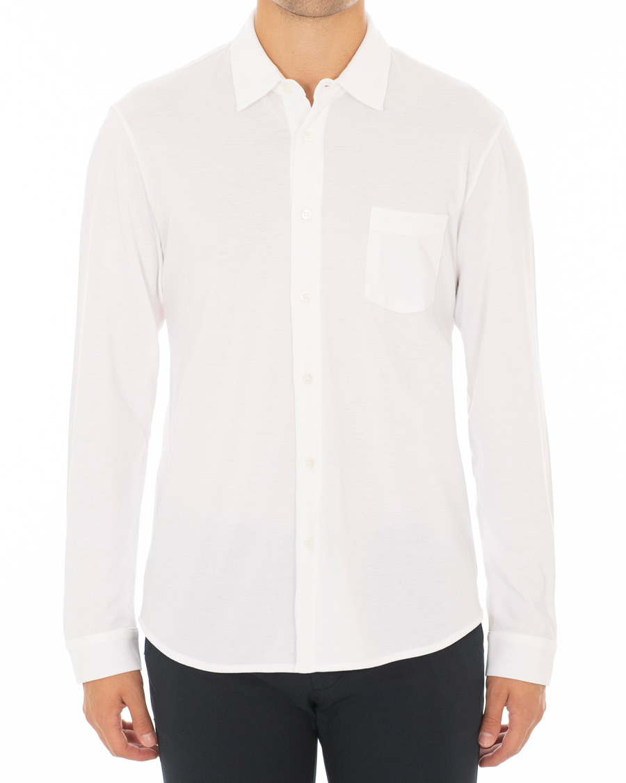 Herr | Skjortor | Sunspel | Long Sleeve Pique Shirt White