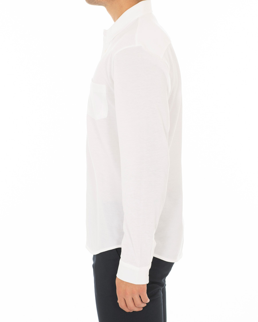 Herr | Skjortor | Sunspel | Long Sleeve Pique Shirt White