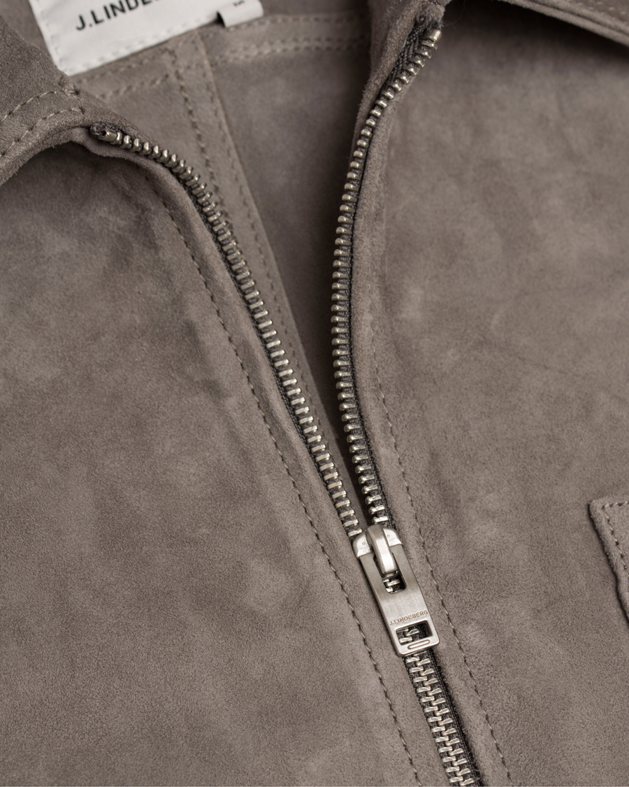 Herr | Jackor | J.Lindeberg | Jonah Zip Suede Jacket Grey