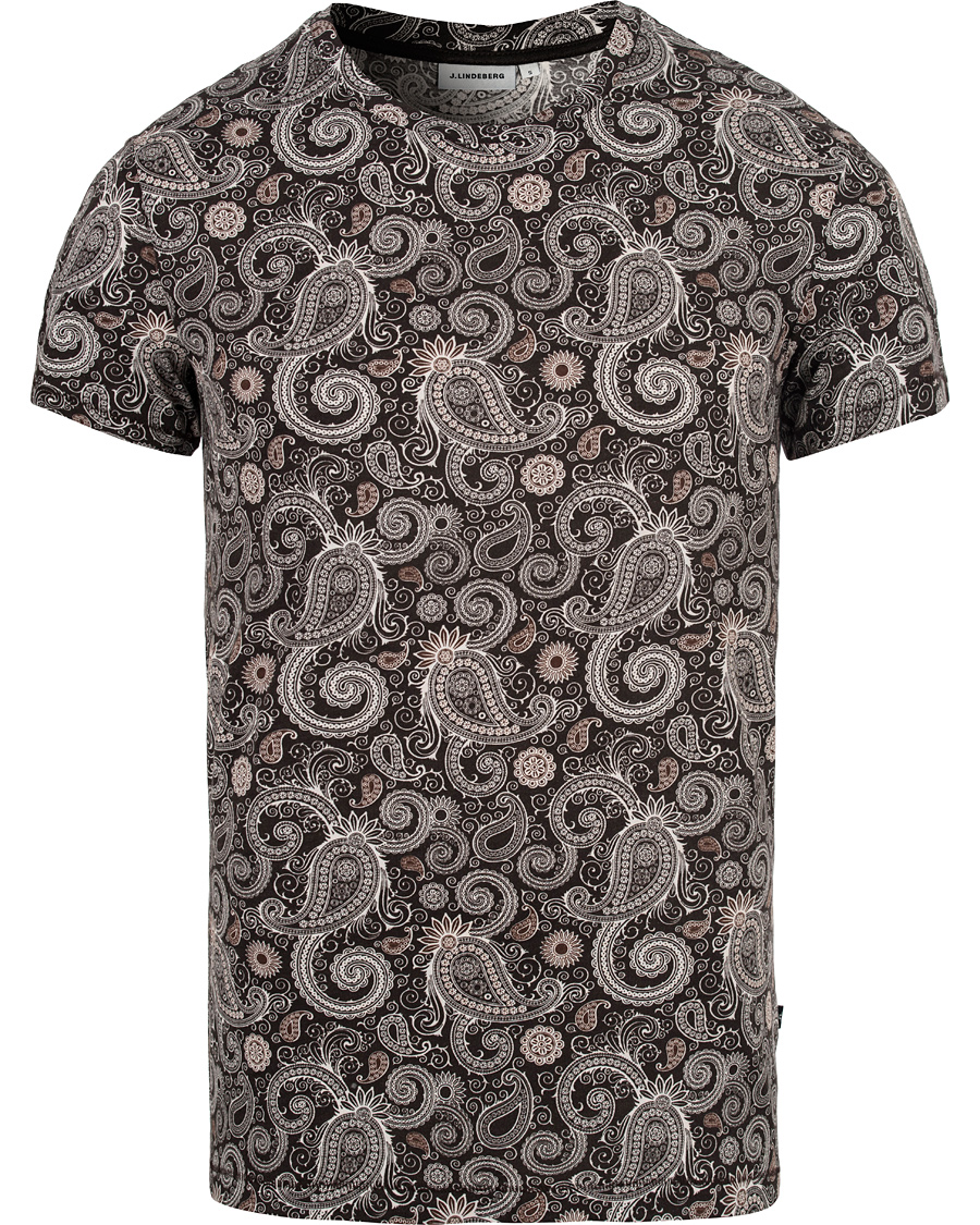 Herr | T-Shirts | J.Lindeberg | Sev C Paisley Snug Jersey Tee White/Brown