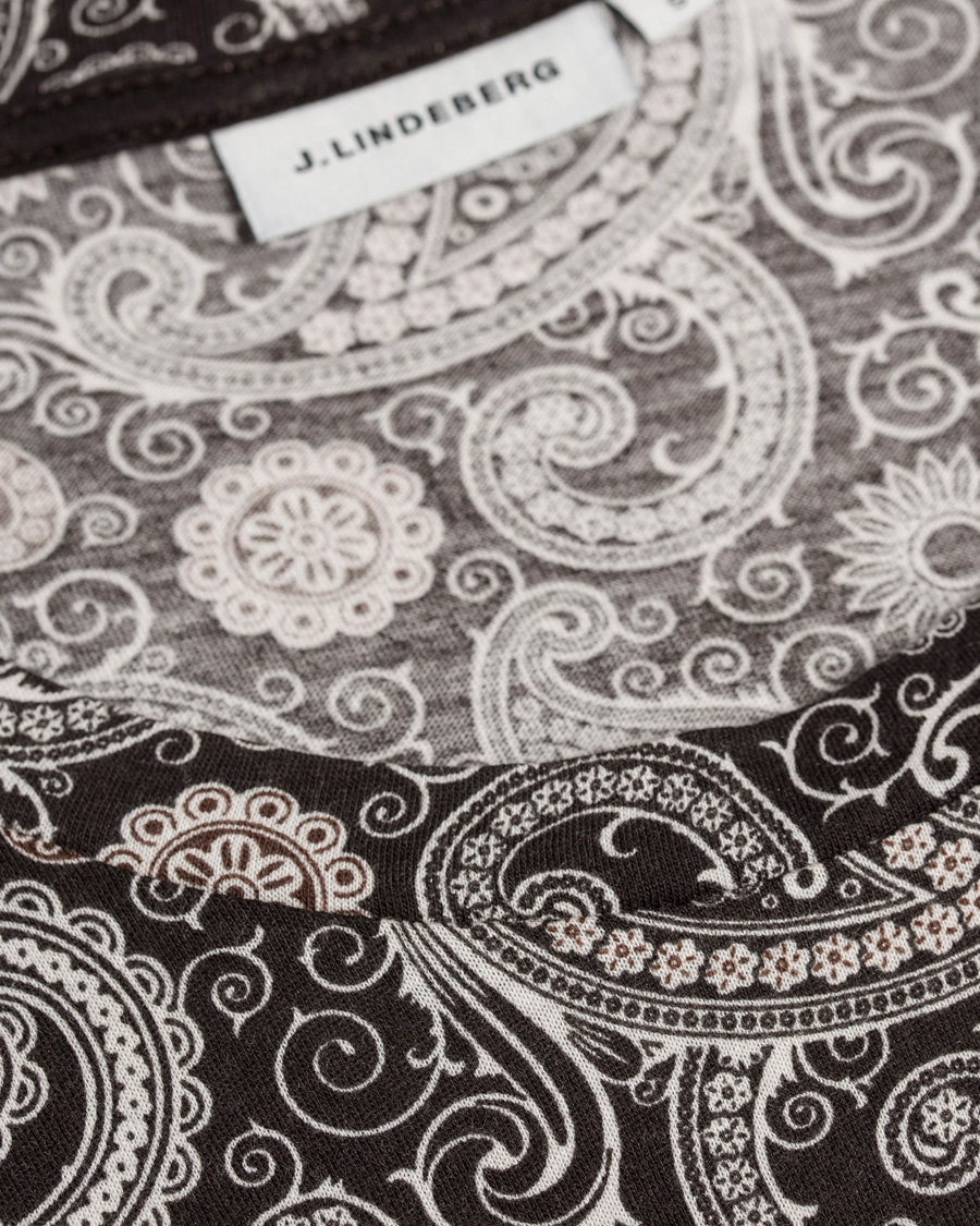 Herr | T-Shirts | J.Lindeberg | Sev C Paisley Snug Jersey Tee White/Brown