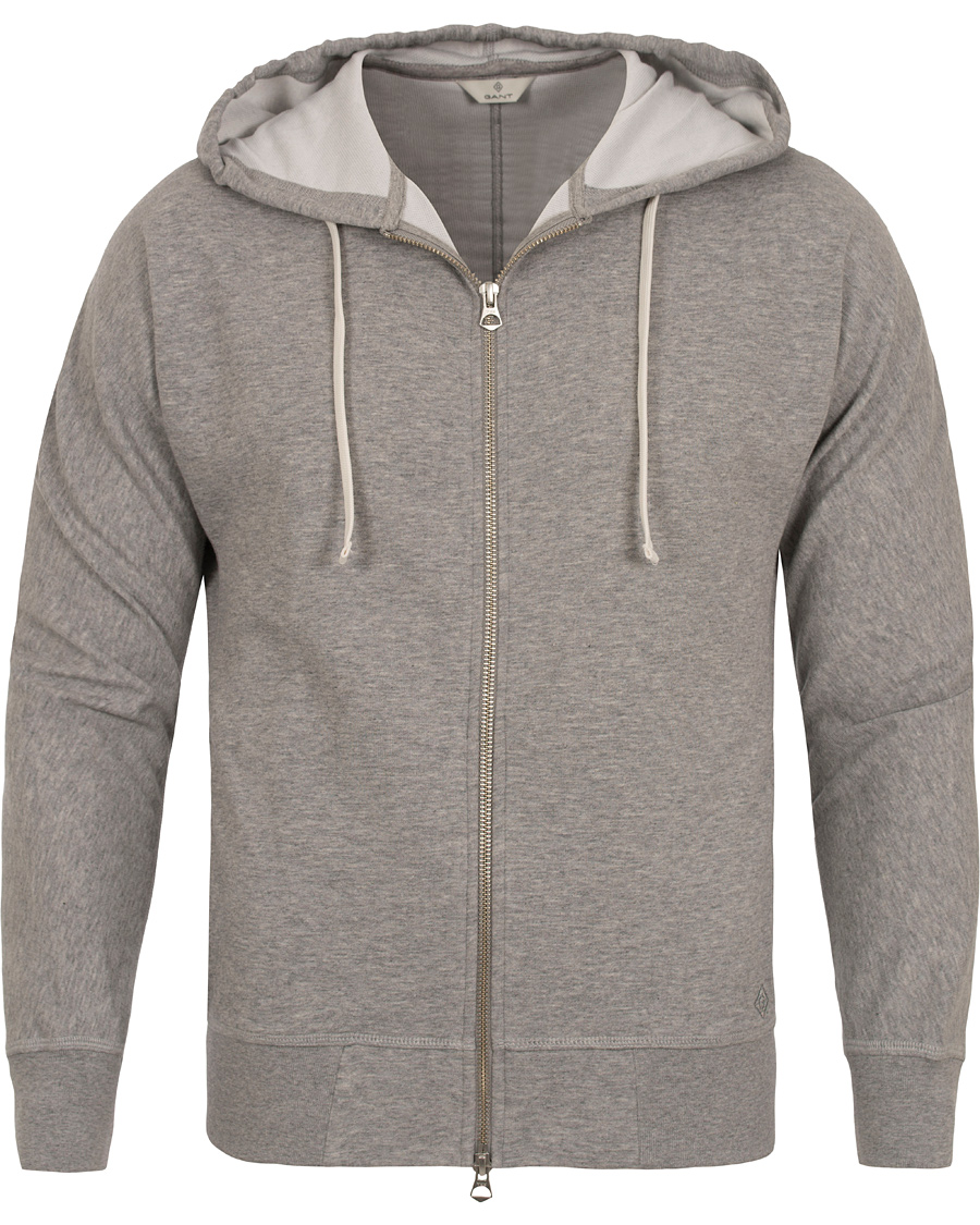 Herr | Tröjor | GANT Diamond G | Full Zip Hoodie Light Grey Melange