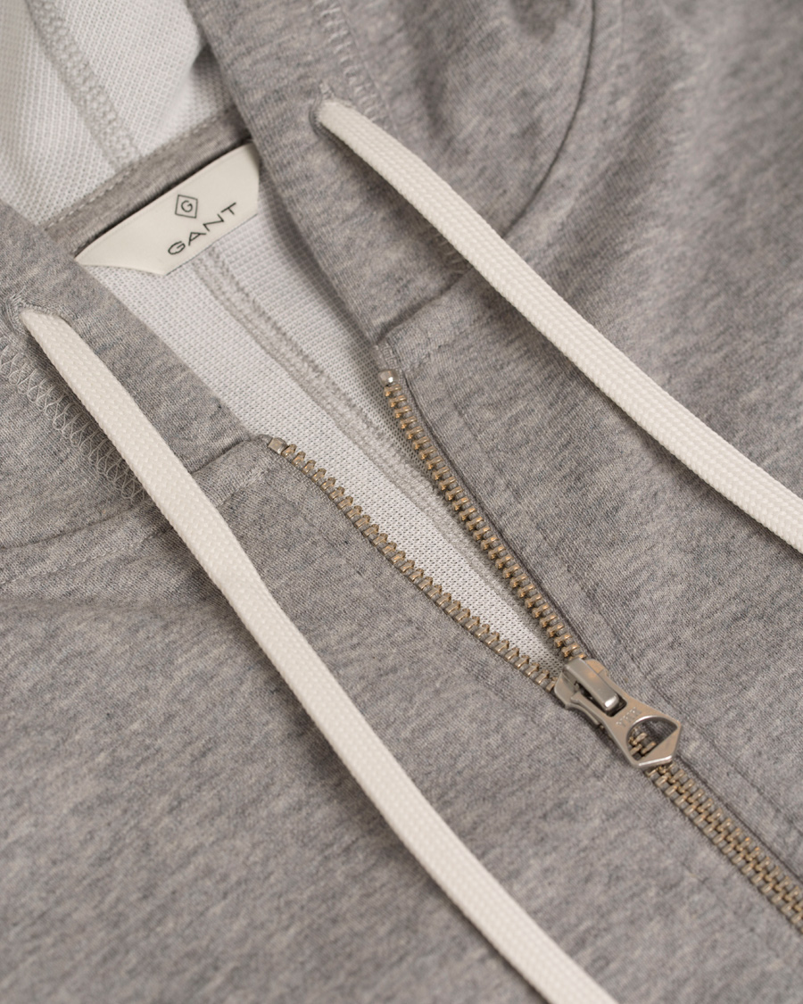 Herr | Tröjor | GANT Diamond G | Full Zip Hoodie Light Grey Melange