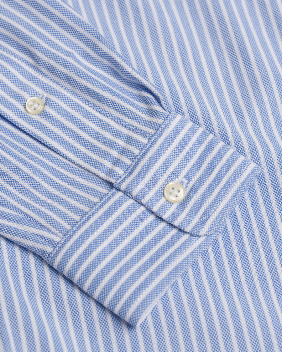 Herr | Skjortor | Polo Ralph Lauren | Slim Fit Knit Oxford Stripe Shirt White/Blue