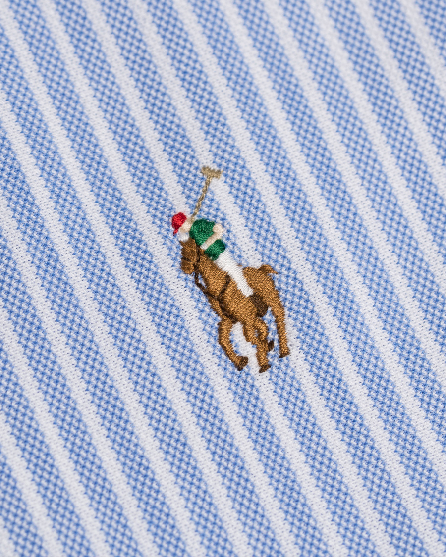 Herr | Skjortor | Polo Ralph Lauren | Slim Fit Knit Oxford Stripe Shirt White/Blue