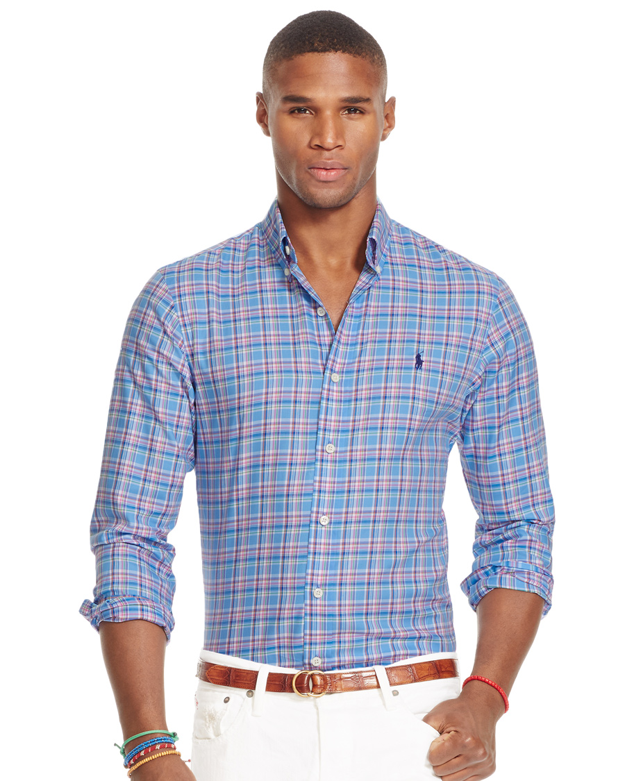 Herr | Skjortor | Polo Ralph Lauren | Slim Fit Luxury Oxford Shirt Blue/Orange