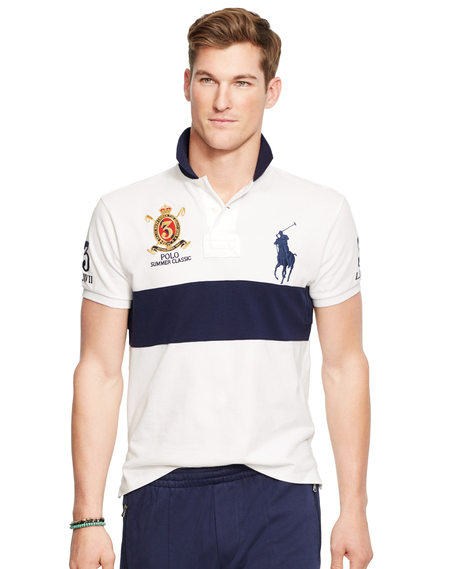 Herr | Pikéer | Polo Ralph Lauren | Blackwatch Block Stripe Polo White