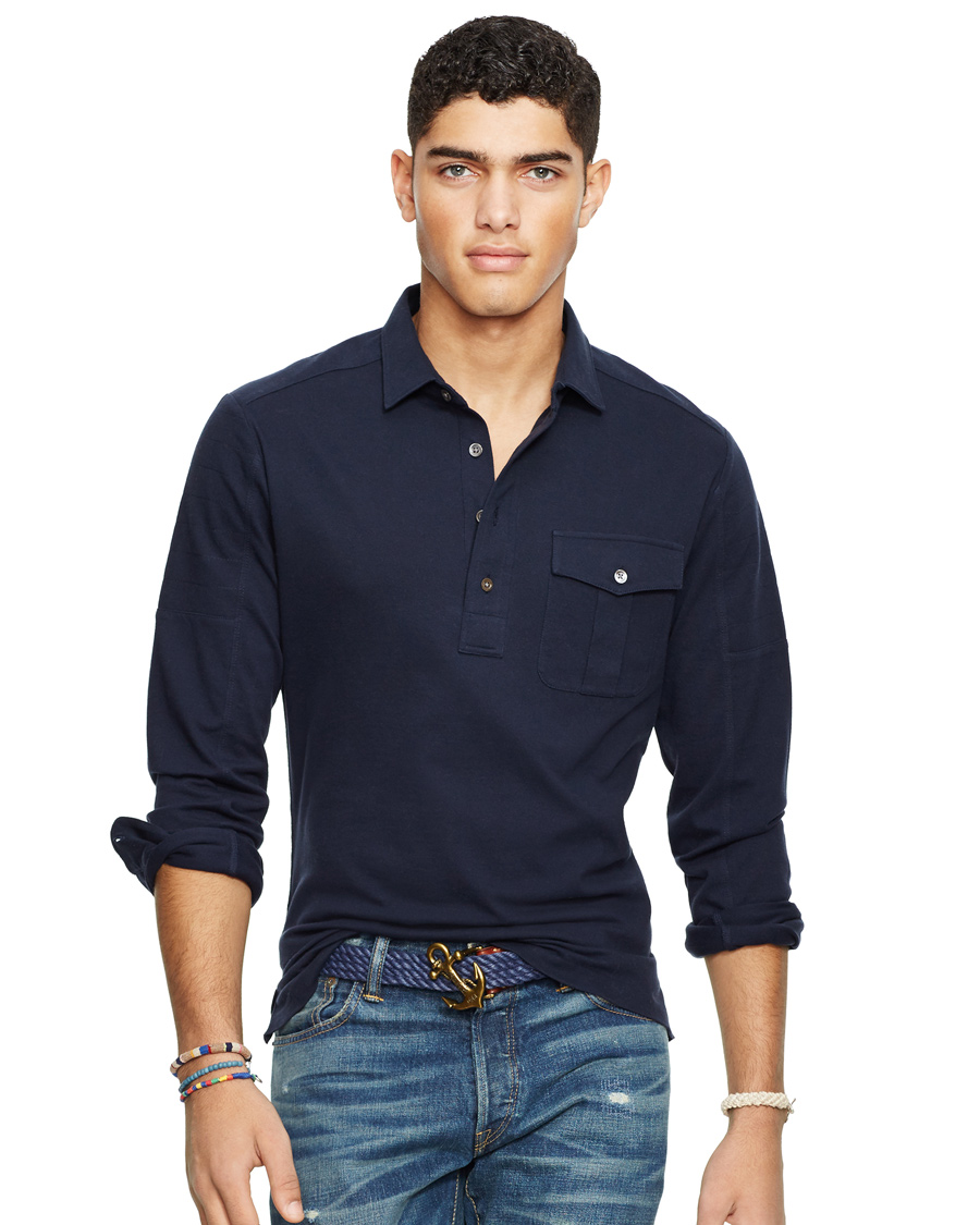 Herr | Tröjor | Polo Ralph Lauren | Moto Military Shirt Sweater Aviator Navy