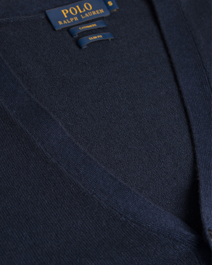 Herr | Tröjor | Polo Ralph Lauren | Garment Washed Cashmere Cardigan Aviator Navy