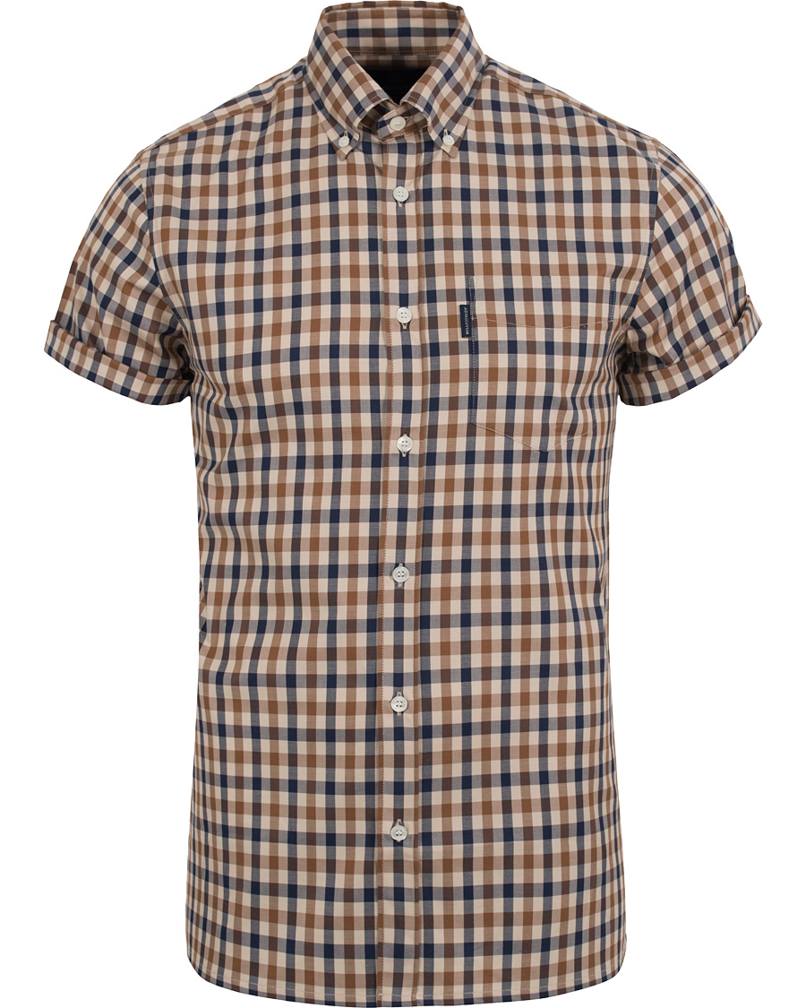 Aquascutum Emsworth Short Sleeve Check Shirt Vicuna hos CareOfCarl