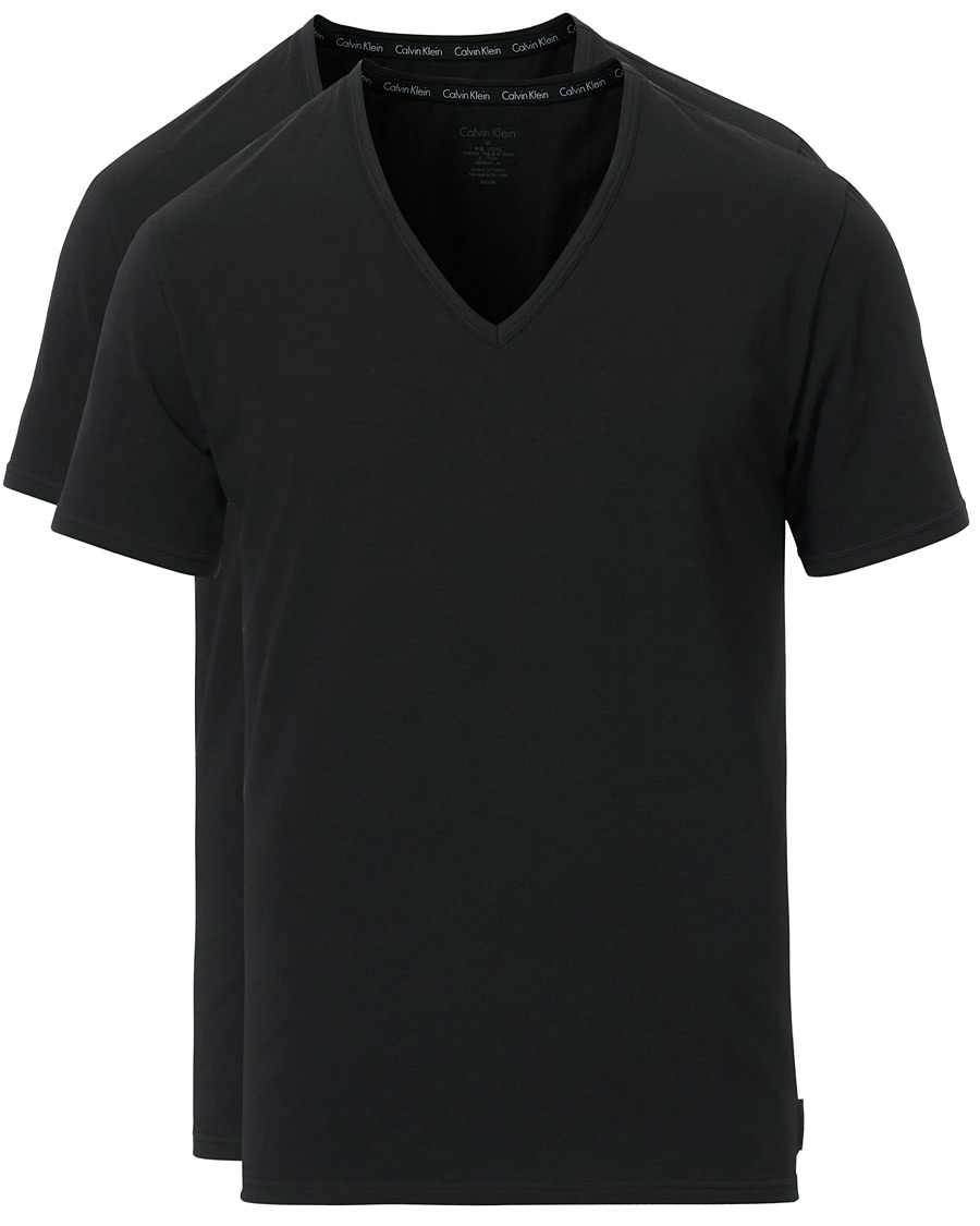 Herr | T-Shirts | Calvin Klein | Cotton V-Neck Tee 2-Pack Black