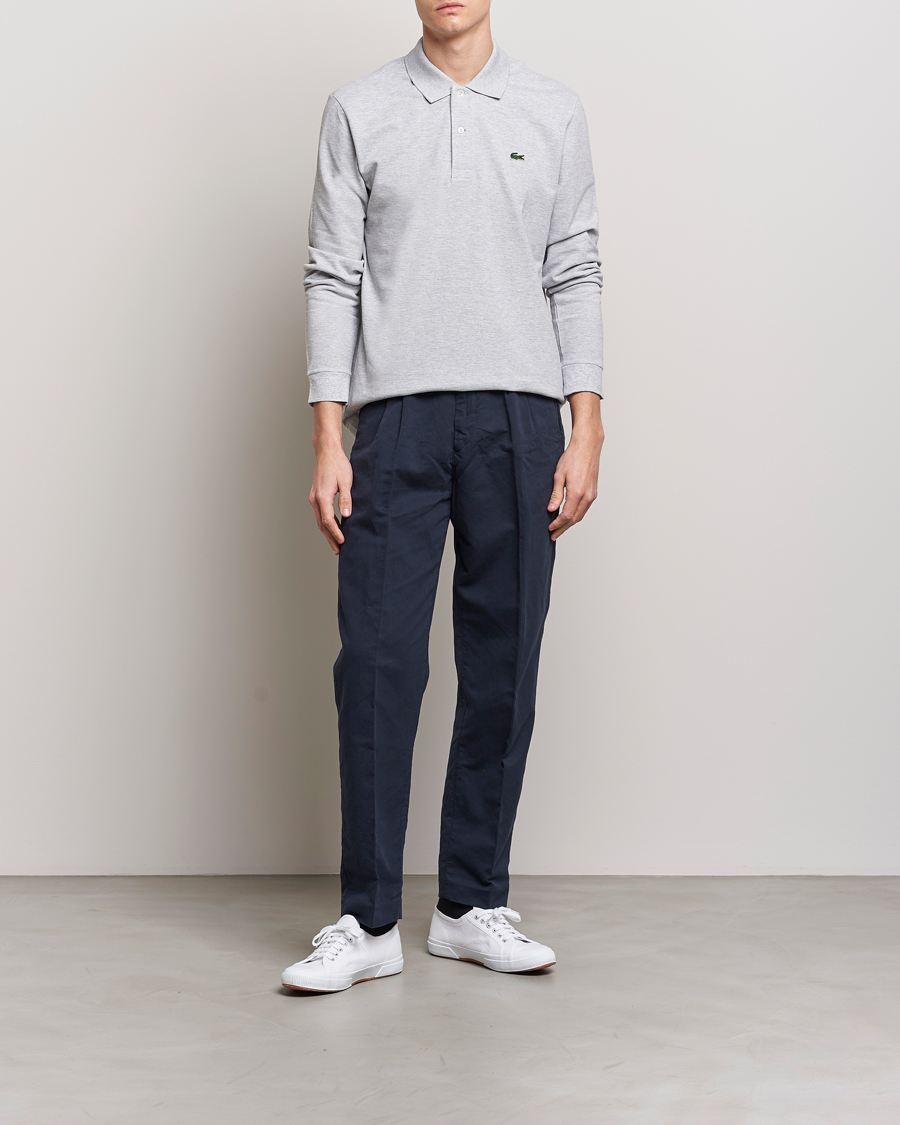 Herr | Pikéer | Lacoste | Original Long Sleeve Polo Piké Silver Chine