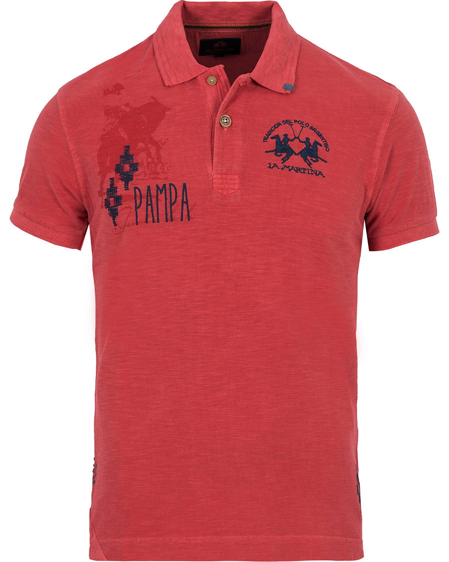 Herr | Pikéer | La Martina | Juarez Vintage Slub Pique Polo Cayenne Red XL
