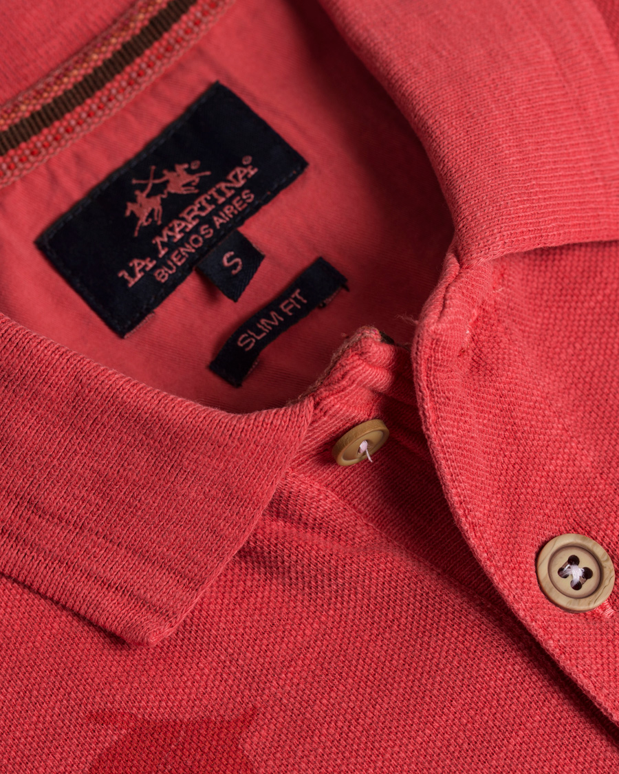 Herr | Pikéer | La Martina | Juarez Vintage Slub Pique Polo Cayenne Red XL