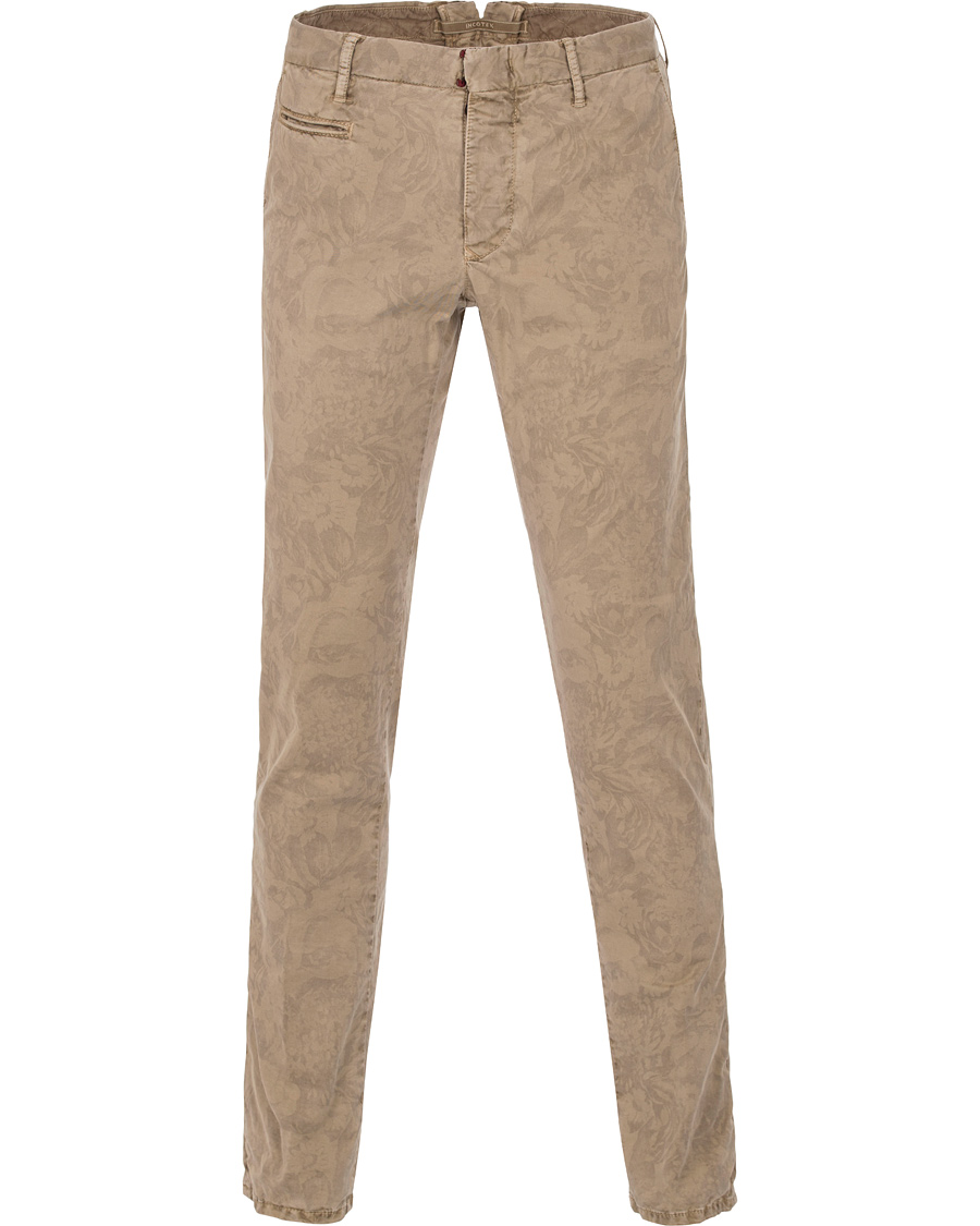 Herr | Byxor | Incotex | Slim Fit Overdyed Printed Flower Slacks Khaki