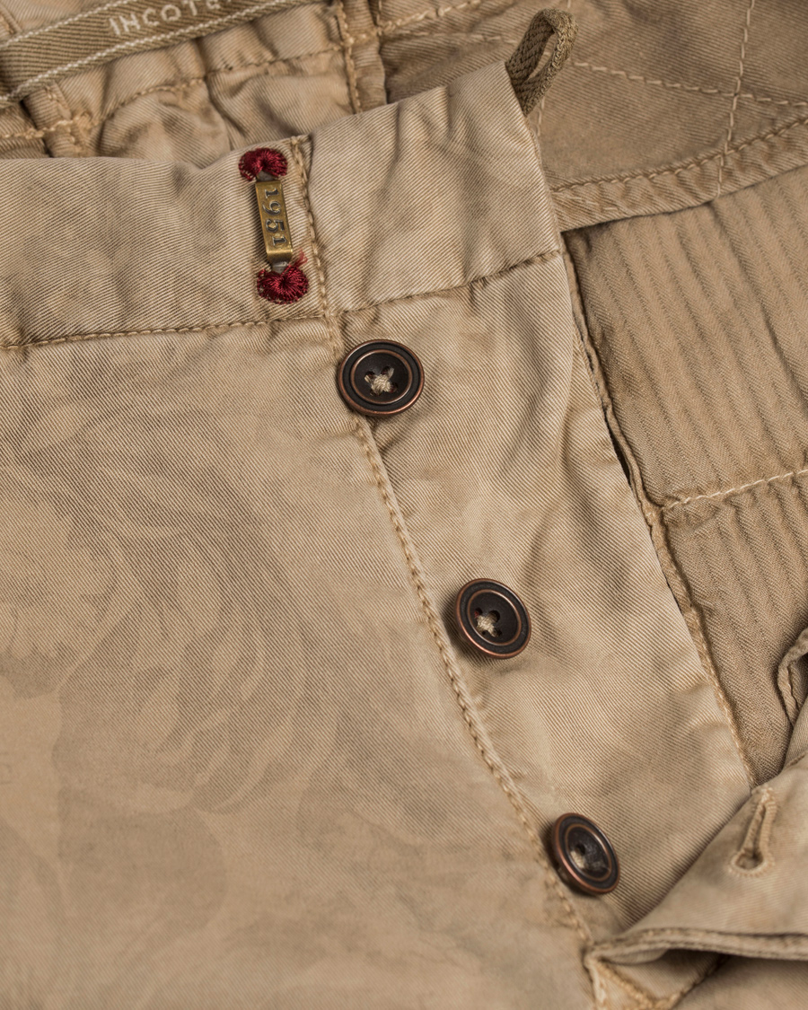 Herr | Byxor | Incotex | Slim Fit Overdyed Printed Flower Slacks Khaki