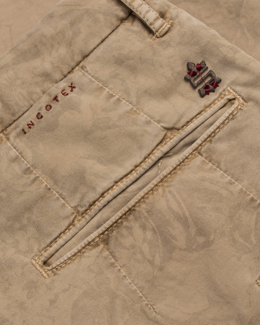 Herr | Byxor | Incotex | Slim Fit Overdyed Printed Flower Slacks Khaki