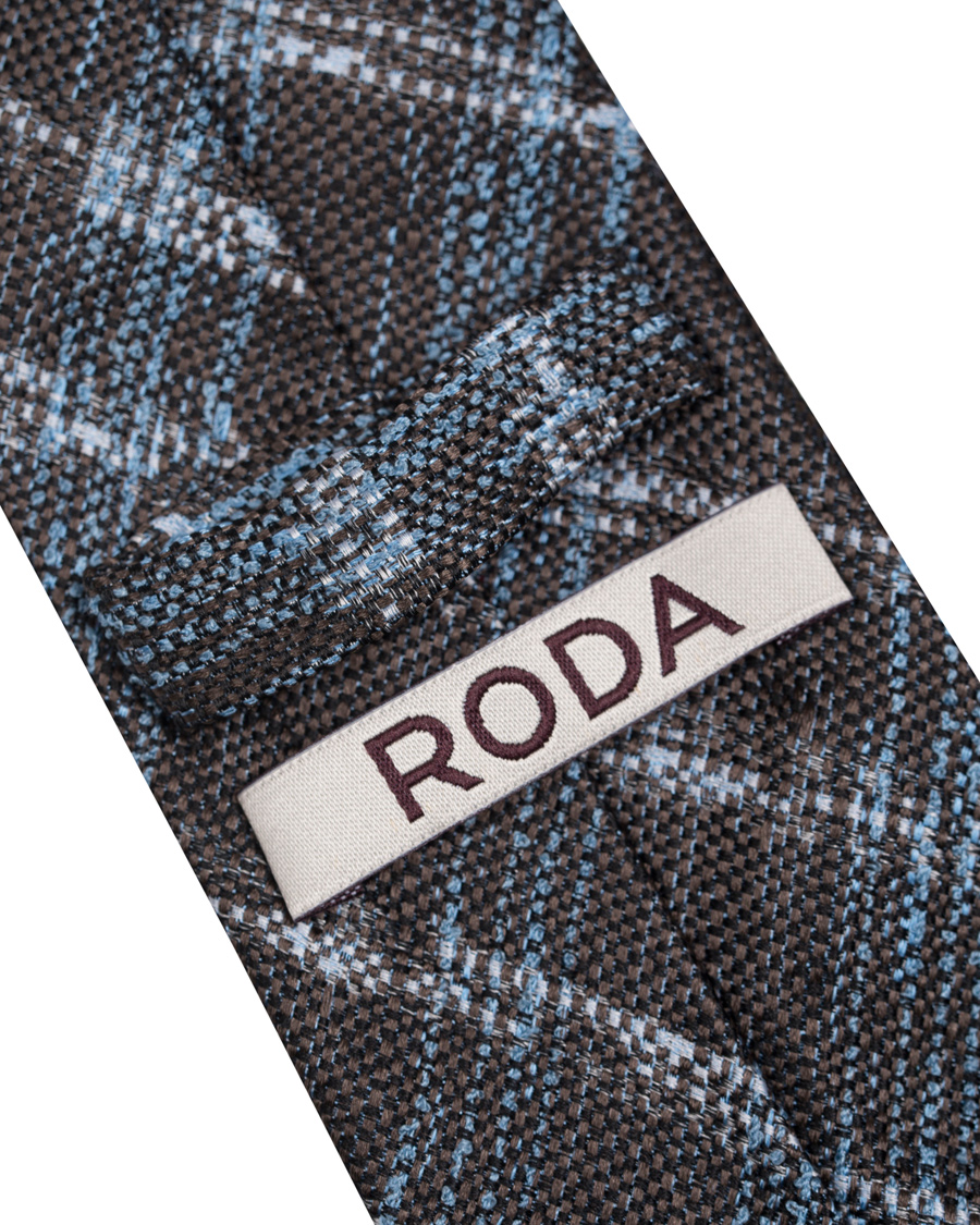 Herr | Roda Silk 7,5cm Check Tie Brown | Roda | Silk 7,5cm Check Tie Brown